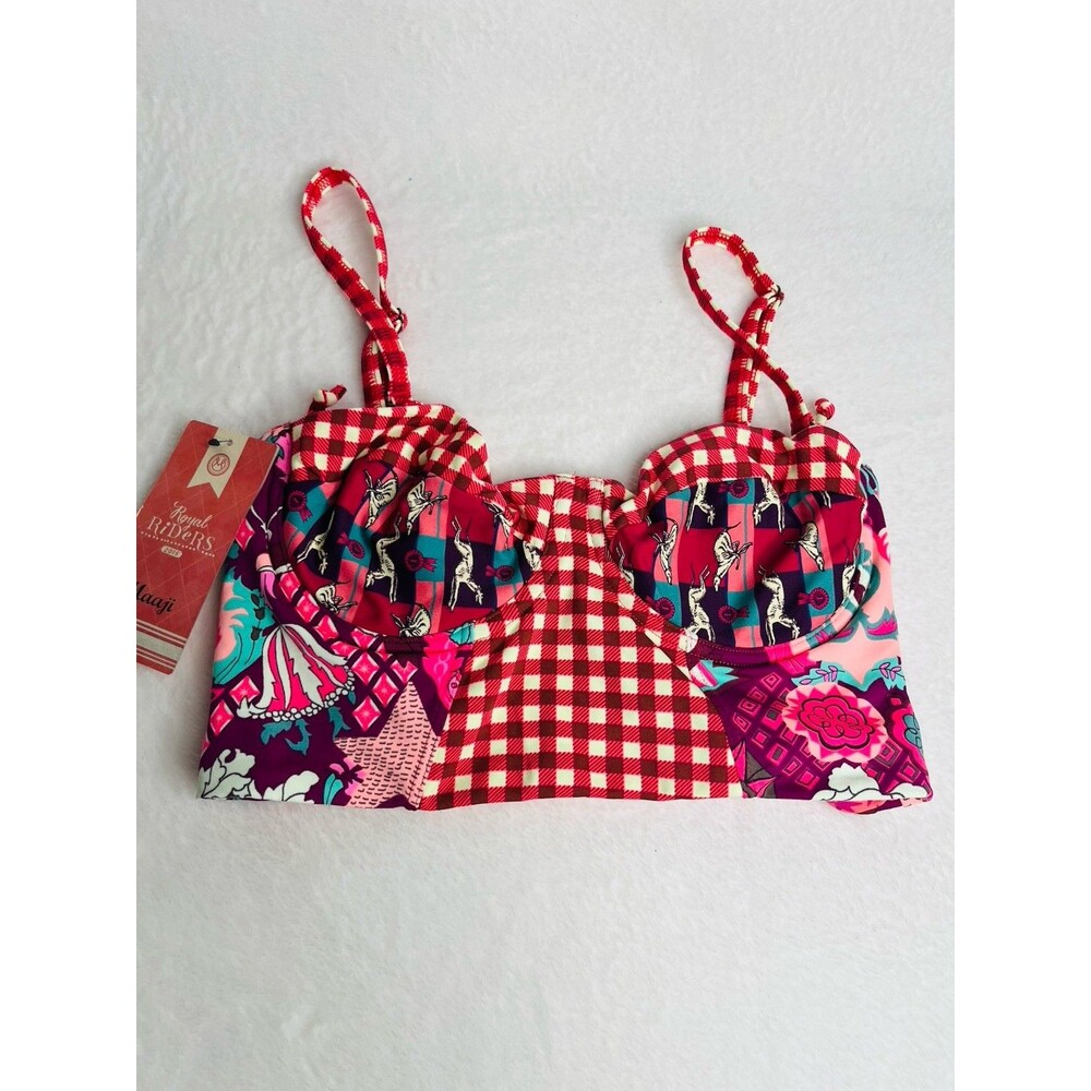 MAAJI Womens Reversible Bikini Top Sz L Large Swim Wear NWT HTF Greyhound Star
